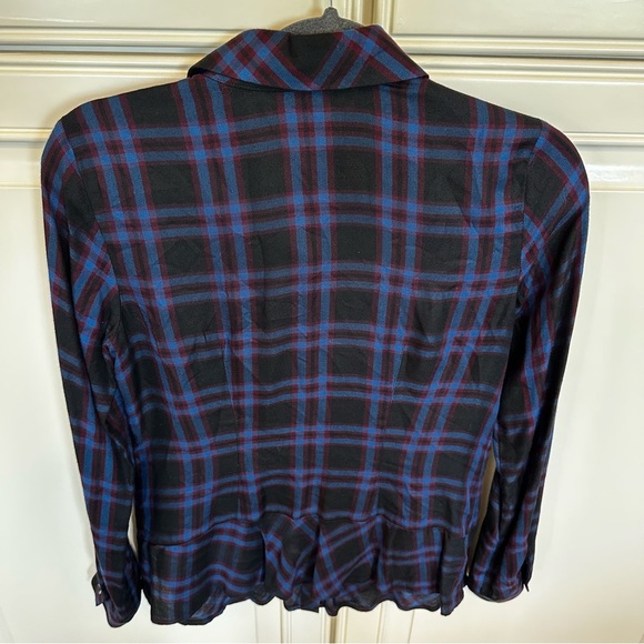 Cabi Moody Plaid Peplum Hem Women’s Button Front Blouse Shirt Top Style 3431 XS - Picture 9 of 11